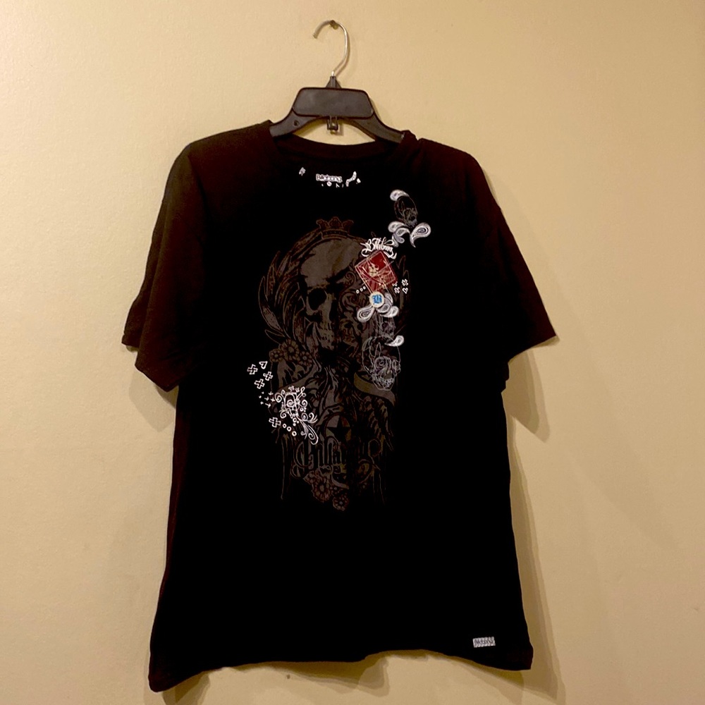 Men's Black Billabong Slim Fit Short Sleeve Crew Neck Skull Graphic XL